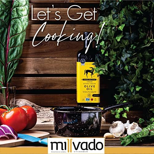 Millvado Granite 1 Quart Saucepan, Naturally Nonstick Sauce Pots, Speckled Enamel Cookware, Small Sauce Pan for Cooking and Boiling, Granite Cooking Pot for Stovetop, Campfire, Outdoor Stove - Image 3