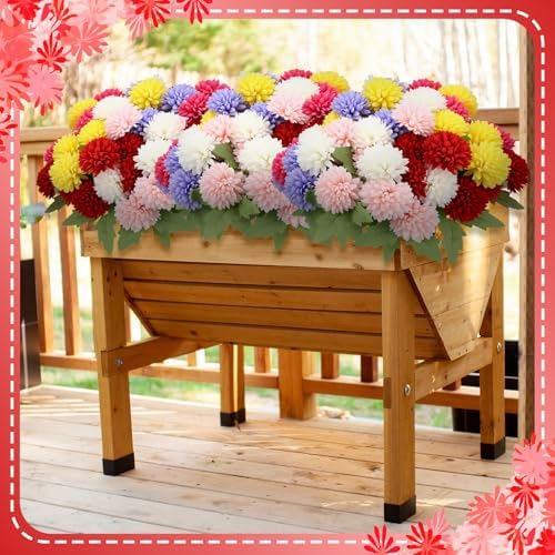 XunYee 12 Pcs Fall Artificial Flowers for Outdoor Faux Mums,Vivid Color - Image 3