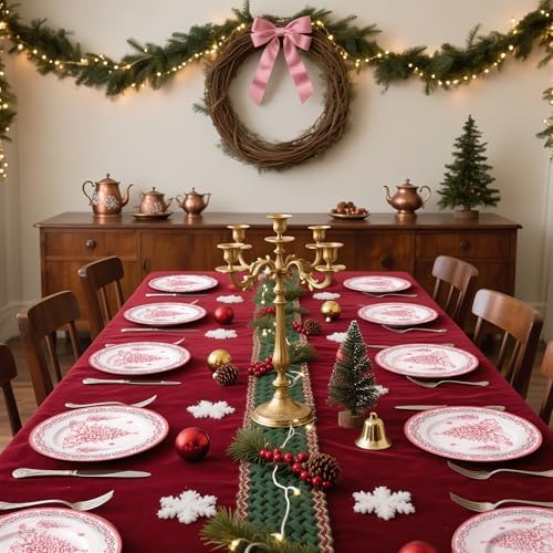 WRAPAHOLIC 25Pcs Christmas Paper Plates - 9 Inch Sketch Christmas Tree Disposable Plates Decorative Dinner Plates for Holiday Party Tableware Supplies Table Decor - Image 5