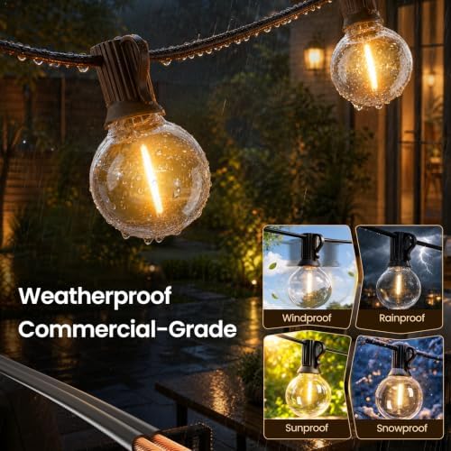 RTTY Outdoor String Lights LED 25 FT, Patio Light Waterproof 13 LED Bulbs - Image 2