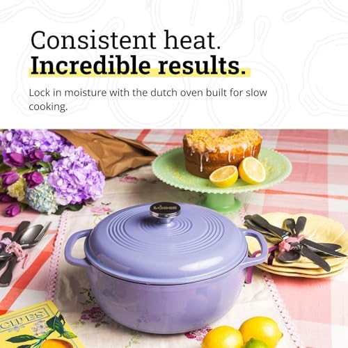 Lodge Essential Enamel Cast Iron Dutch Oven, 6 Quart, Lilac - Image 3
