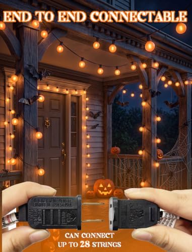 25Ft LED Outdoor Halloween Decorations Lights, 25 G40 Orange Globe Bulbs - Image 4