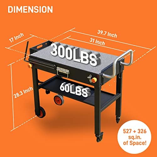 Grill Cart for Blackstone Griddle, Sturdy Grill Table, Blackstone Stand for 22 inch with Caddy, Blackstones Griddle Table with Wheels, Griddles Table Ninja Grill Stand for Tailgating, Camping - Image 6