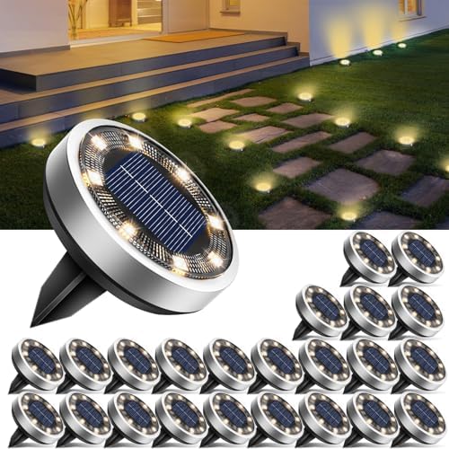 btfarm 24 Pack Solar Lights Outdoor Waterproof, 8 LED Solar Ground Lights by btfarmdecorativelighting