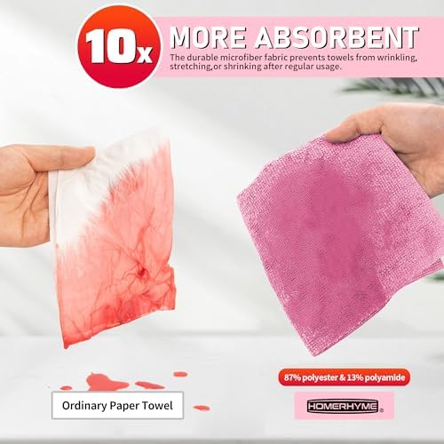Microfiber Cleaning Cloth Roll, 75 Pack Tear Away Microfiber Towel, Reusable Washable Shop Towels, Lint Free Cleaning Rags for Car Home Kitchen Garage & Automotive 11.5"x11.5" Pink - Image 7