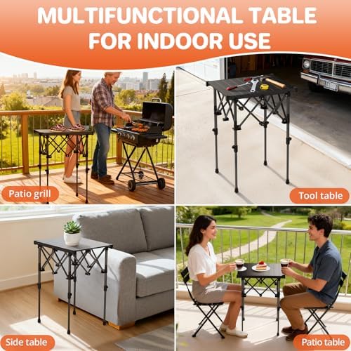 FUNYKICH Folding Camping Square Table, 2 Height Adjustable 17.3'' & 27.6'' - Image 6