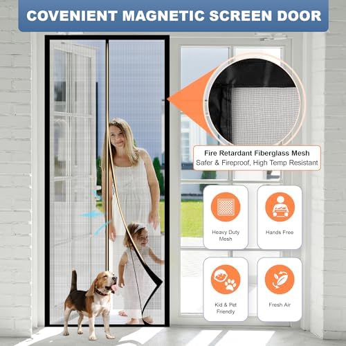 METAONLY Fiberglass Magnetic Screen Door Mesh, Works for Patio, Sliding Door, Keeps Bug Mosquito Out, Fresh Air Flow, Fits 36" x 82" Door - Curtain Size 38" x 83", Black - Image 3