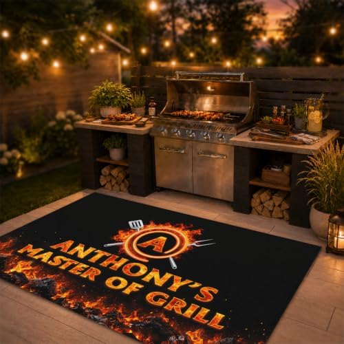 Custom XL Under The Grill Mat, Personalized Name BBQ Floor Mat (D2) - Image 4