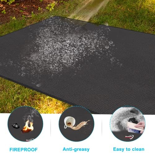 DocSafe 65 x 42 inches Under Grill Mat,Large 4 Layers Fire Pit Mat,Fireproof Mat Heat Insulated Protector for Deck,Patio,Grass,Smoker,BBQ,Reusable Oil-Proof and Waterproof Indoor Fireplace Pad,Black - Image 3