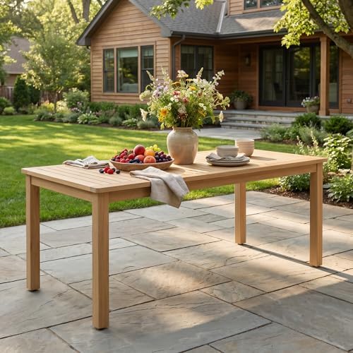 Wisteria Lane 69"×32" Acacia Outdoor Patio Dining Table with Umbrella Hole by WisteriaLane