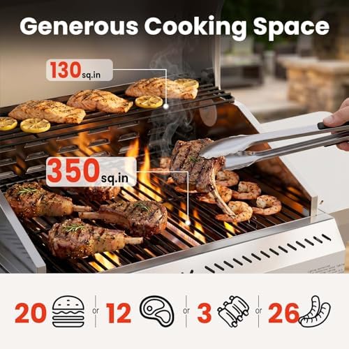 COWSAR 3 Burner Propane Gas Grill, 24,000 BTU Outdoor BBQ Grill with Side Table, Porcelain-Coated Cast Iron Grates, Removable Grease Tray for Backyard Cooking - Image 5