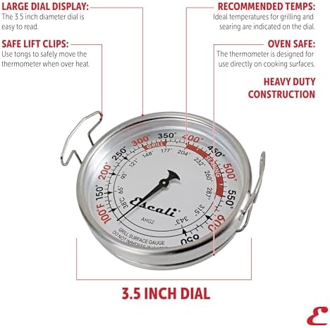 Escali AHG2 Stainless Steel Extra Large Direct Grill Surface Thermometer, Searing Temperature Zones 100-600F Degree Range - Image 2