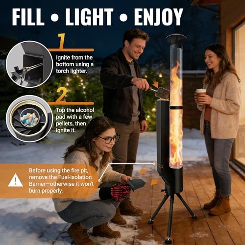 63" Outdoor Spiral Flame Fire Pit, Smokeless Visual Flame Patio Stove with Safe-Guard Kit, Low Heat Output Ambience Fire Column for Backyard, Garden, Patio, Party, Bonfire - Image 6