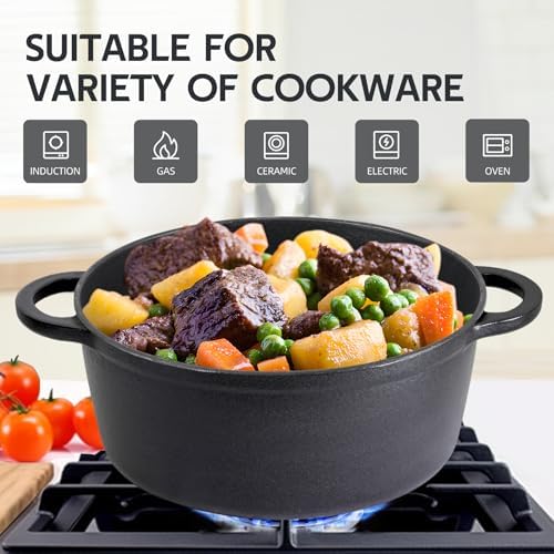 Dutch Oven Enameled Cast Iron with Lid - Big Dual Handles - Oven Safe up to 500°F - Classic Round Pot for Versatile Cooking (Matte Black(No Enameled, 4 QT) - Image 3