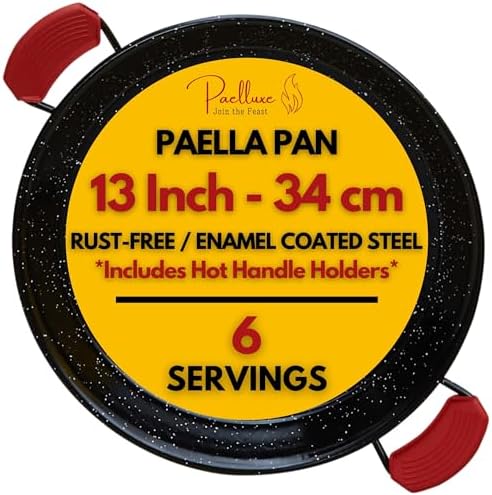 Paelluxe Paella Pan Enameled No-Rust Steel Skillet - 13 Inch, 6 Servings by Paelluxe