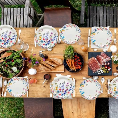 100Pcs Wildflower Party Supplies Spring Floral Wedding Birthday Decoration Include Wildflower Plates Napkins and Cups for Spring Summer Picnic Wedding Baby Shower Tea Party Decor,Serve 25 (Purple) - Image 5