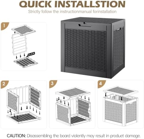 Outdoor Storage Waterproof Deck Box for Patio (31 Gallon, Black) - Image 6