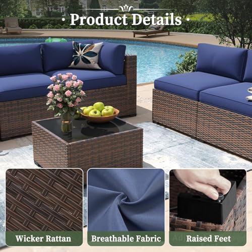 Aoxun 14 Piece Patio Furniture Set Wicker Rattan Patio Conversation Set - Image 4