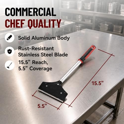 FryOilSaver Co. Stainless Steel Flat Top Griddle Scraper, 15.5-Inch Handle - Image 5