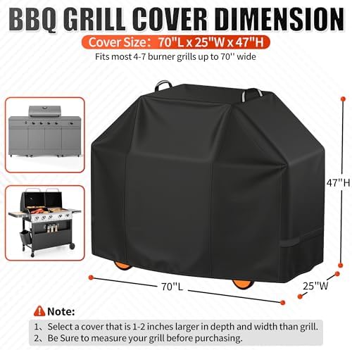 i COVER Grill Cover, 70 inch BBQ Grill Cover for Outdoor Grill, Waterproof BBQ Cover, Fade Resistant Large Barbecue Gas Grill Covers for Weber, Charbroil, Brinkmann, Nexgrill and More - Image 2