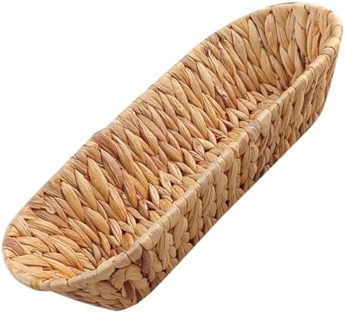Woven Snack Storage Basket with Iron and Hyacinth Grass Organizer by PRETYZOOM