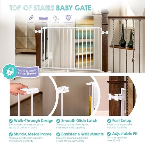 Regalo Safety 29"-43" Extra Wide Baby Gate for Top of Stairs & Doorways - Image 3