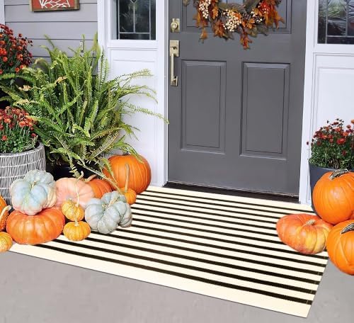 BUAGETUP Front Layered Door Mat 24"x35"Fall Striped Outdoor Rug Porch Decor - Image 6