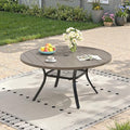 47.2" Patio Dining Table for 6, Round Outdoor Metal Dining Table with Umbrella Hole for Lawn Garden Backyard, Grey by ProvideOutdoorSolutions
