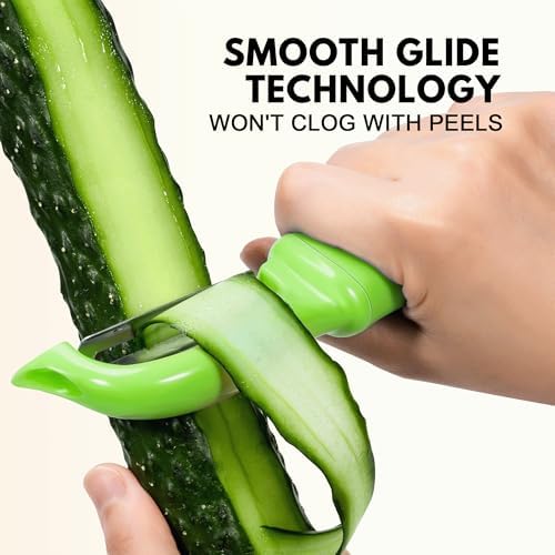 Rainspire Vegetable Peeler Potato Peelers for Kitchen, Sharp Stainless Steel Blades Veggie, Comfortable Handle Fruit Peeler, Carrot Peeler Apple Peeler Dishwasher Safe (2, Green) - Image 4