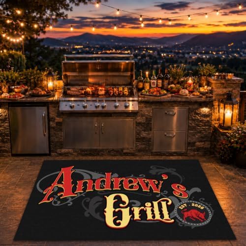 Custom XL Under The Grill Mat, Personalized Name BBQ Floor Mat (D5) - Image 3