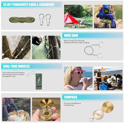 Survival Kit and First Aid Kit, 236PCS Survival Gear Camping Essentials Emergency Medical Supplies with Tactical MOLLE Pouch for Outdoor Adventure, Camping, Hiking, Hunting, Cool Idea - Image 5