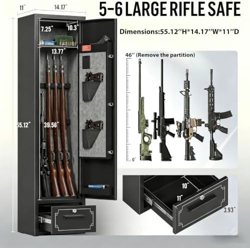 KAER Gun Safe for Rifles and Pistols,5-6 Quick Access Gun Rifle Safe,AR15 - Image 2