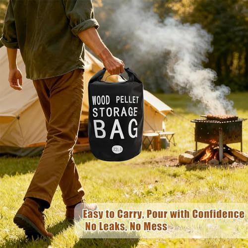 32LB Waterproof Wood Pellet Storage Bag-Dual Handles, Label Pocket(1 Pack) - Image 4