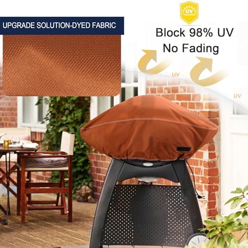 NettyPro Grill Cover for Small Q Series Grills, Waterproof Heavy Duty Portable Grill Cover for Q 2400 Series and Baby Q Gas Grill, Brown - Image 3