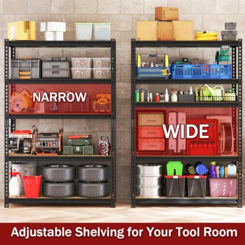 2400LBS Garage Shelving, 28" Wx12 Dx60 H Metal Storage Shelves - Image 6