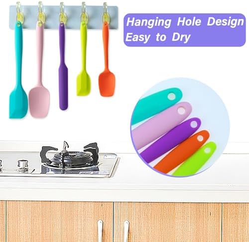 Silicone Spatula Set,5 Piece Food Grade Rubber Spatulas,Double-Green - Image 4