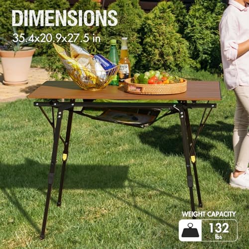 Portal Camping Table, Folding Aluminum Outdoor Table with Mesh Layer - Image 6