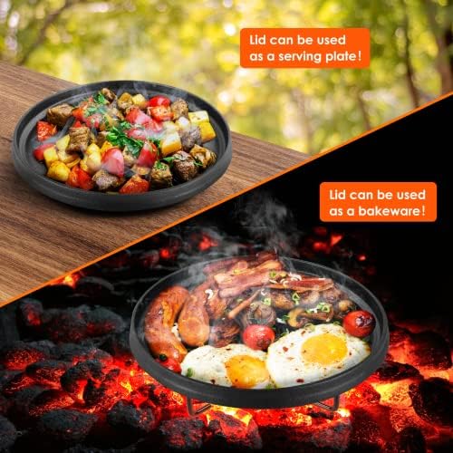LIFERUN 12 Quart Cast Iron Dutch Oven Pot with Lid, Black - Image 4