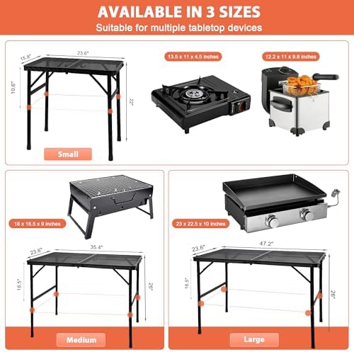 GREGIN Folding Camping Grill Table, Outdoor Metal Table. Foldable, Portable - Image 5
