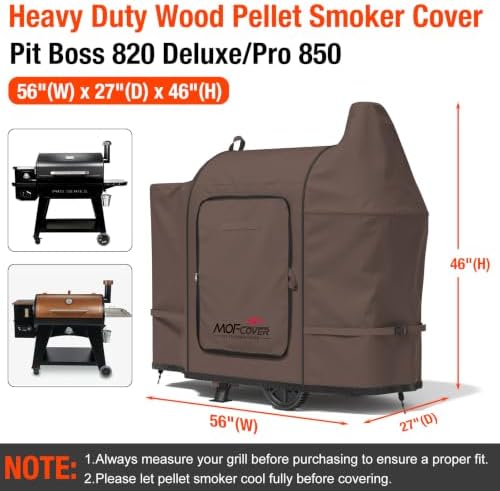 Foldable Grill Cover for Pit Boss 820 Deluxe/Pro 850, Waterproof 600D Heavy Duty Wood Pellet Smoker Cover, Fade＆Tear Resistant Pellet Grill Cover for Z Grill 700 Series,Coffee - Image 5