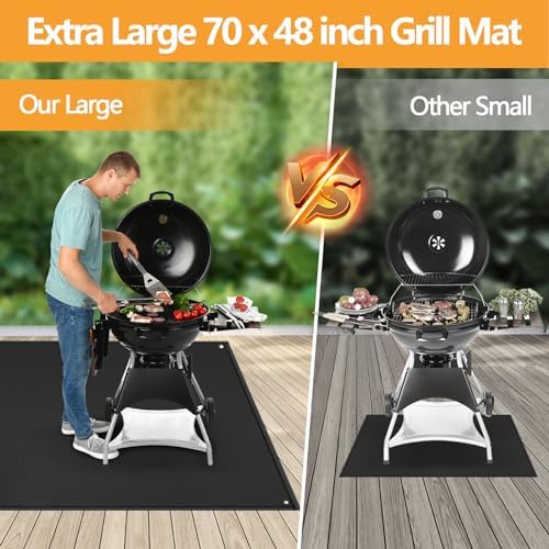 TOHONFOO Large Grill Mats for Outdoor Grill Deck Protector 70 x 48 x 0.04in - Image 2