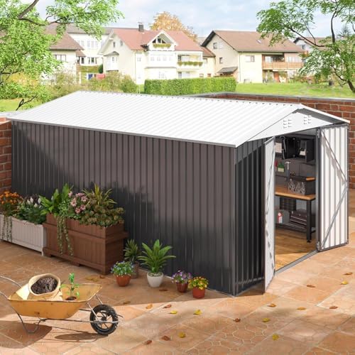 AirWire 10x14 FT Metal Garden Storage Shed with Updated Frame Structure - Image 4