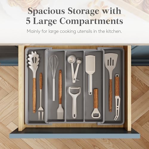 Lifewit Utensil Organizer for Kitchen Drawers, Expandable Utensil Tray - Image 3