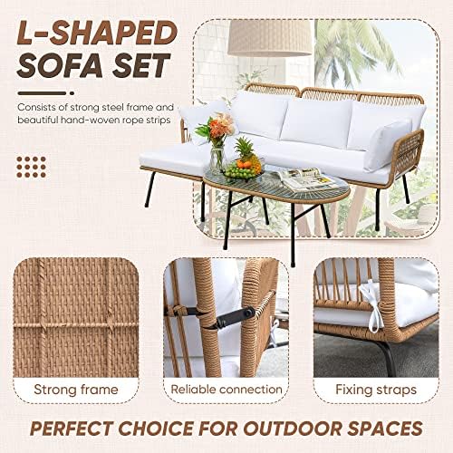 Devoko Outdoor Patio Furniture Set, Sectional Conversation Sofa Set - Image 4