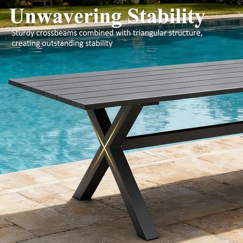 LayinSun 7 Pieces Outdoor Patio Dining Set, Aluminium Rectangular Dining Table and Wicker Rattan Chairs Set for Outside Backyard, Poolside - Image 6