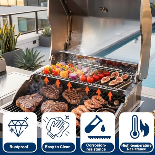 LS'BABQ Grill Warming Rack for Nexgrill Home Depot 720-0864 720-0864R 720-0864RA, Stainless Steel Upper Warming Rack Replacement Parts for Nexgrill Deluxe 2-Burner Gas Grill, 16.8" x 7.2" - Image 5