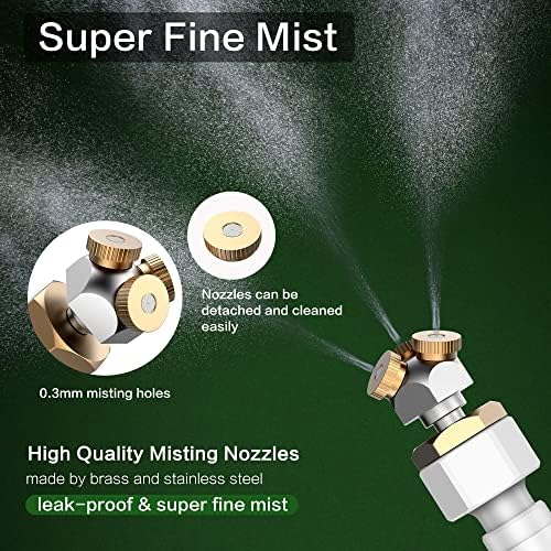 HAOWIN Upgraded Misters for Outside Patio, 3 Nozzles Fine Mist Leakproof 6.6FT Aluminum Bendable Hose Mister, Misting System for Patio Misters for Cooling Outdoor Greenhouse Chicken Coop Trampoline - Image 2