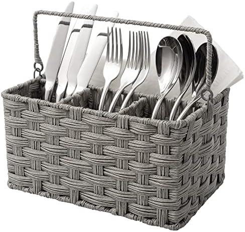 GRANNY SAYS Bundle of 2-Pack Baskets For Pantry Storage & 1-Pack Picnic Utensil Holder Caddy - Image 3