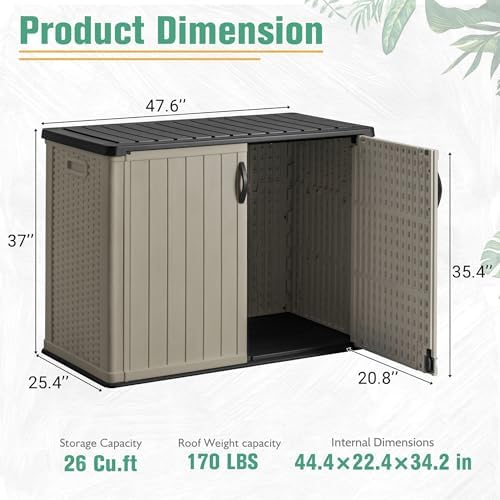 Greesum 26 CUFT Outdoor Storage Cabinet with 2 Lockable Doors, Beige - Image 2