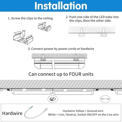 AQIQUUT Led Shop Lights 4FT 50W 6500K 7000LM Clear White,Shop Light 4FT 110V Linkable Integrated V-Shape for Shop Garage,Warehouse,Workbench and Workshop Commercial Bay Lighting(10-Pack) - Image 7